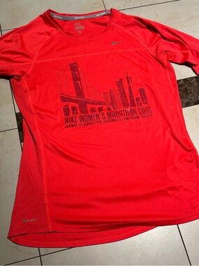 Nike Women’s Dri-FIT Red Marathon Graphic Running Shirt